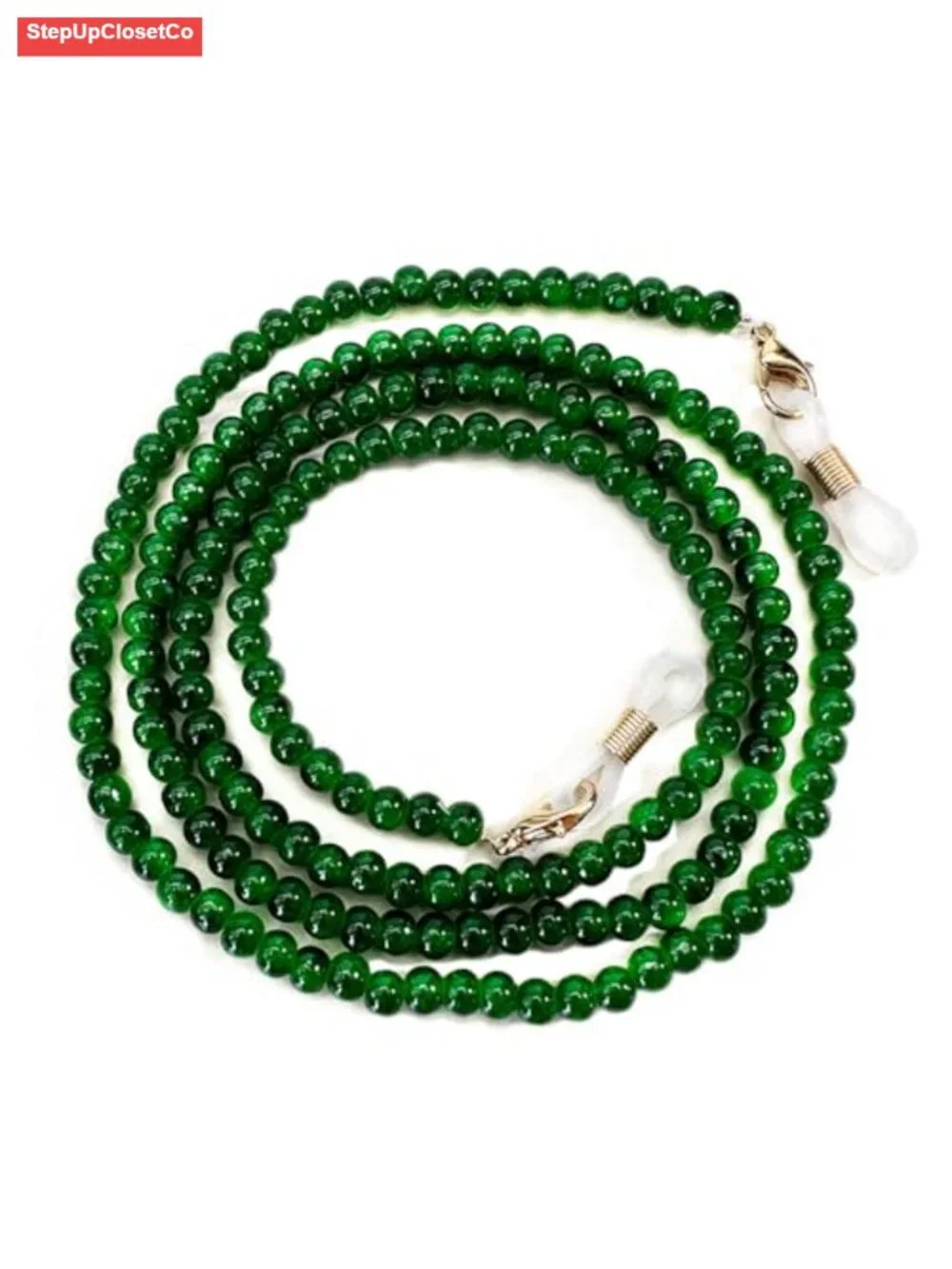 Beaded Eyeglass Chain with Silicone Loops, Adjustable Glasses Retainer Lanyard